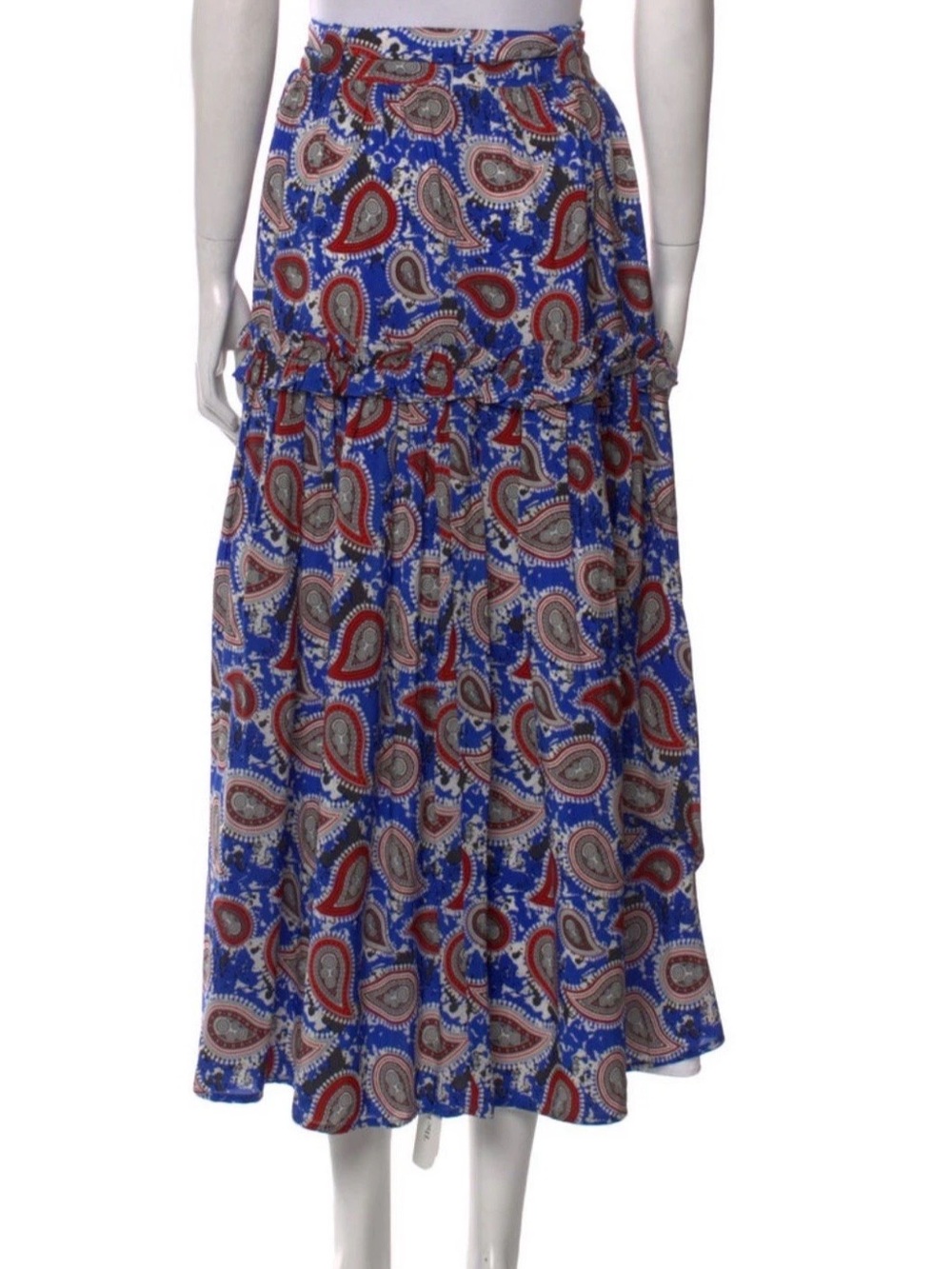 Dodo Bar Or Silk Midi Length Paisley Printed Skirt Size Small